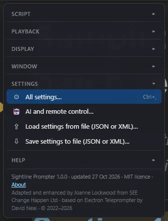 The ☰ menu. Everything in one place, in groups that fold up, with the shortcut beside each item.