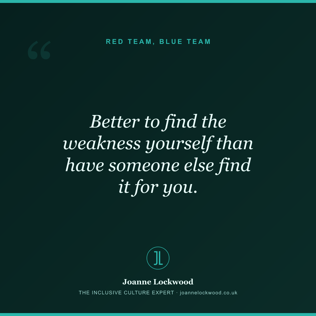 Better to find the weakness yourself than have someone else find it for you.