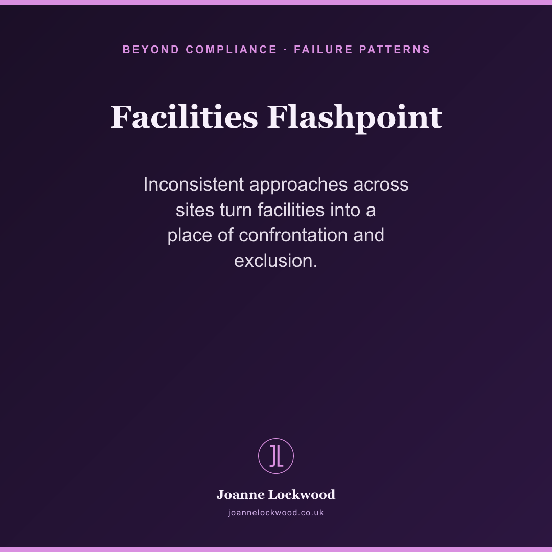 Facilities Flashpoint: inconsistent site approaches create confrontation and exclusion.