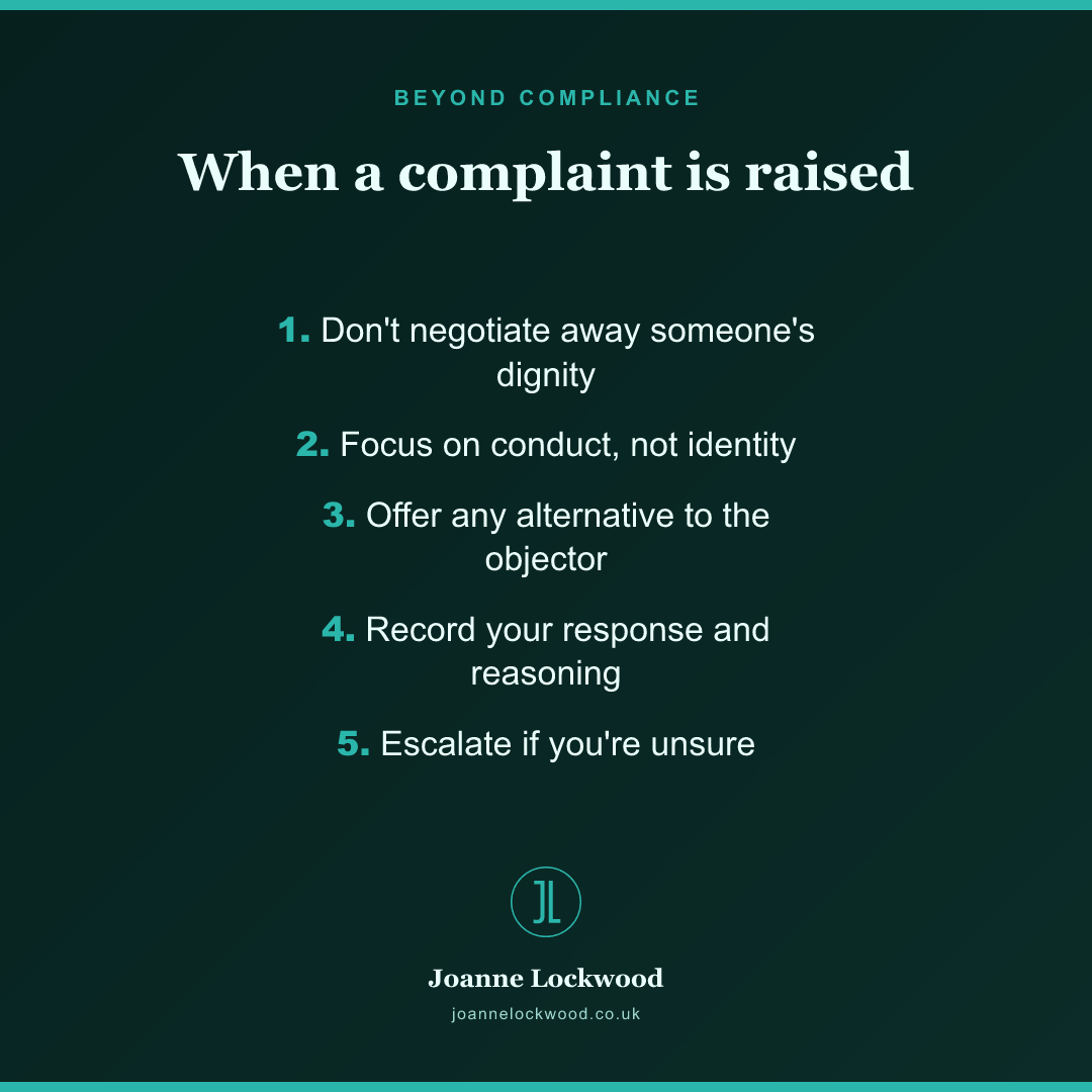 What to do when a complaint about a trans colleague is raised.