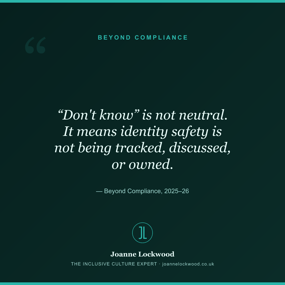 “Don't know” is not neutral. It means identity safety is not being tracked, discussed, or owned.