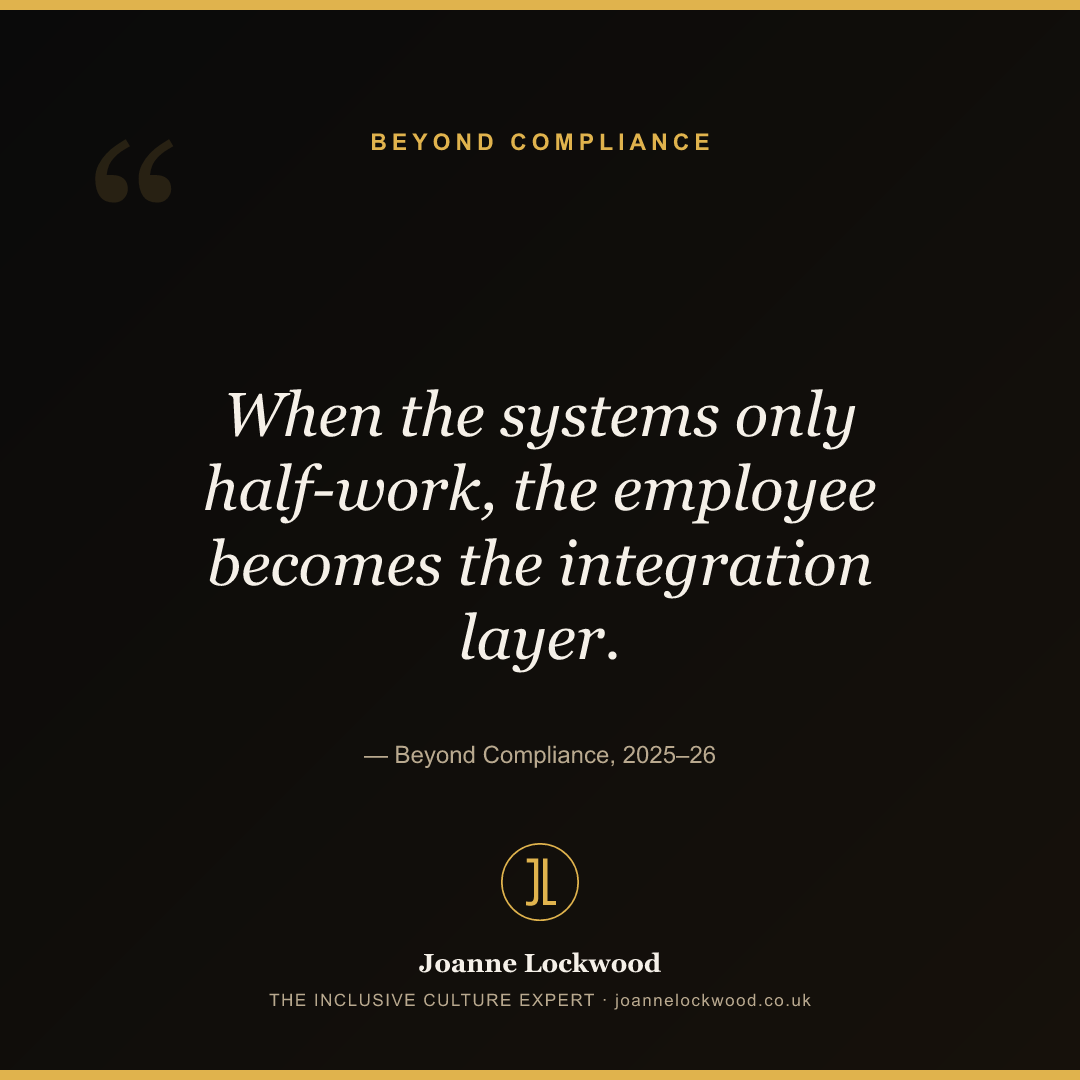 When the systems only half-work, the employee becomes the integration layer.