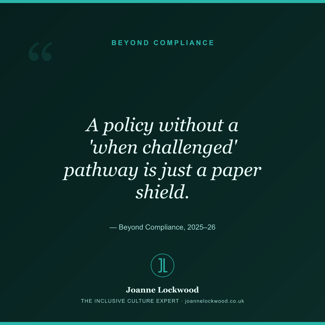 A policy without a 'when challenged' pathway is just a paper shield.