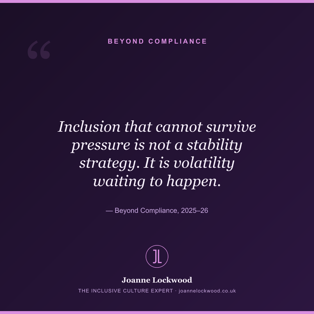 Inclusion that cannot survive pressure is not a stability strategy. It is volatility waiting to happen.