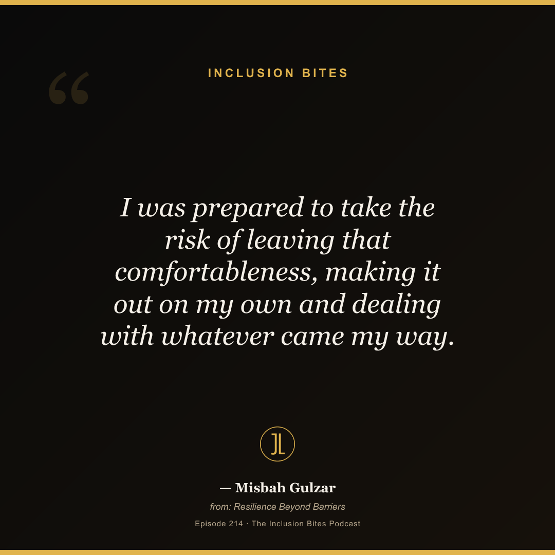I was prepared to take the risk of leaving that comfortableness, making it out on my own and dealing with whatever came my way.