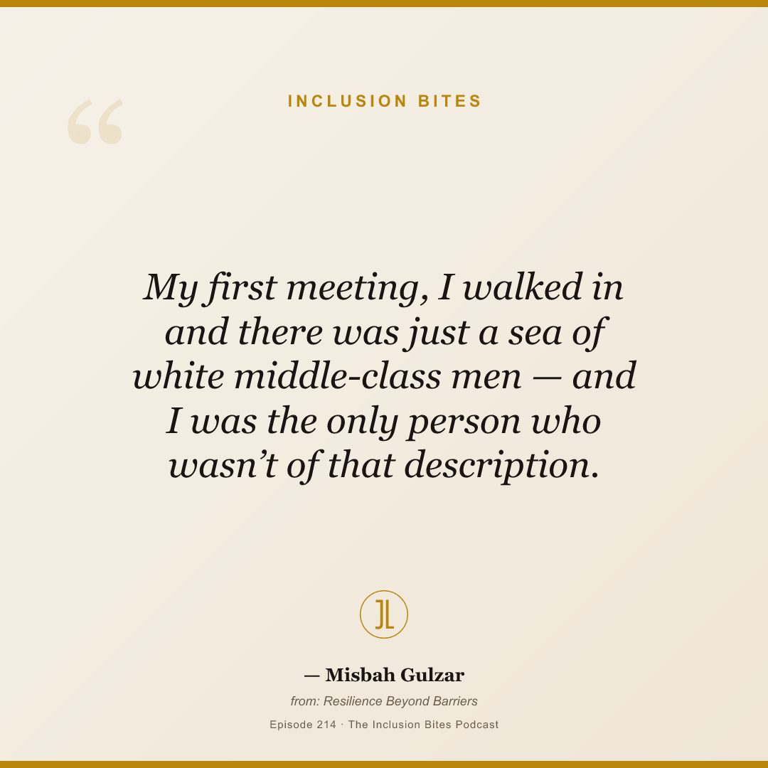 My first meeting, I walked in and there was just a sea of white middle-class men — and I was the only person who wasn’t of that description.