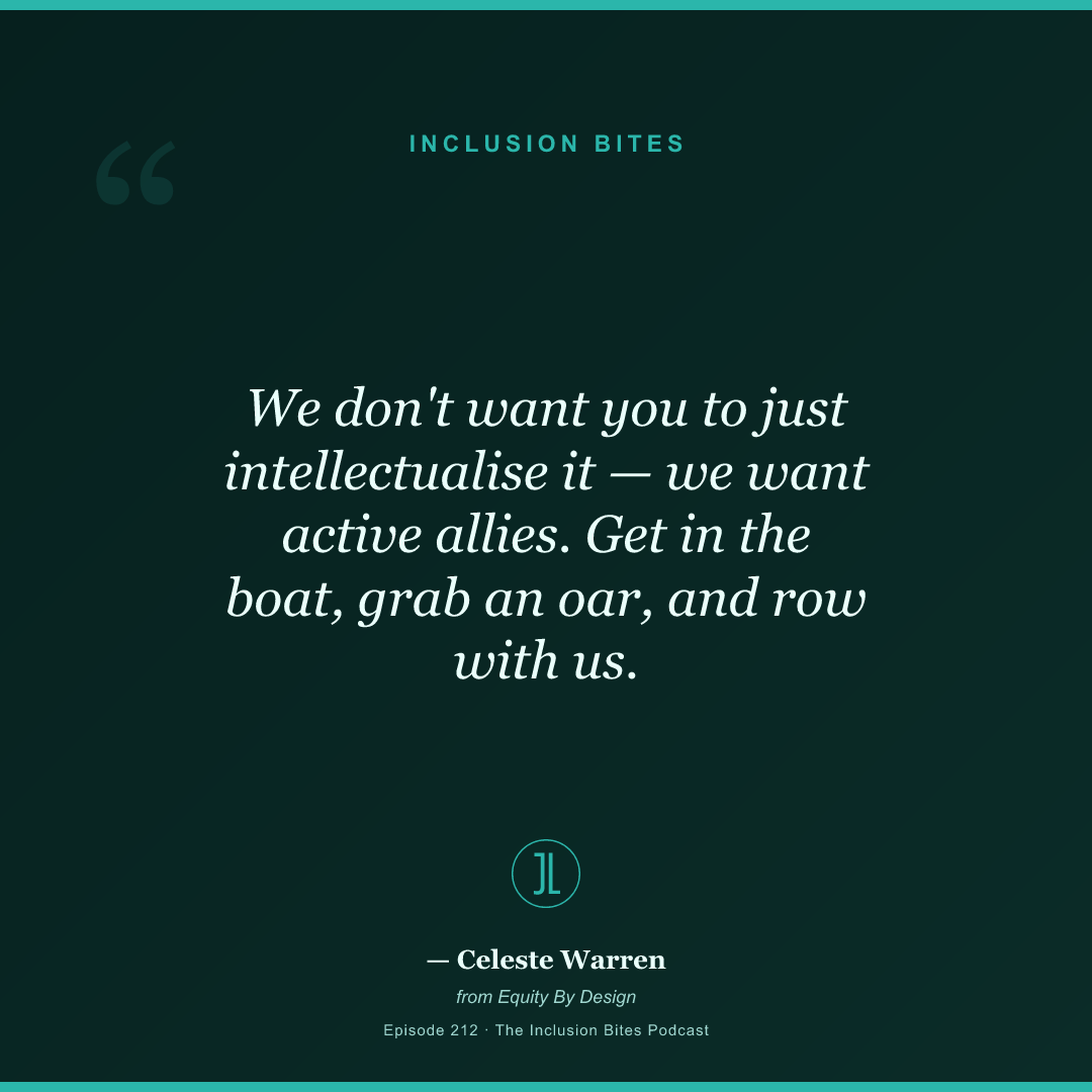 We don't want you to just intellectualise it — we want active allies. Get in the boat, grab an oar, and row with us.