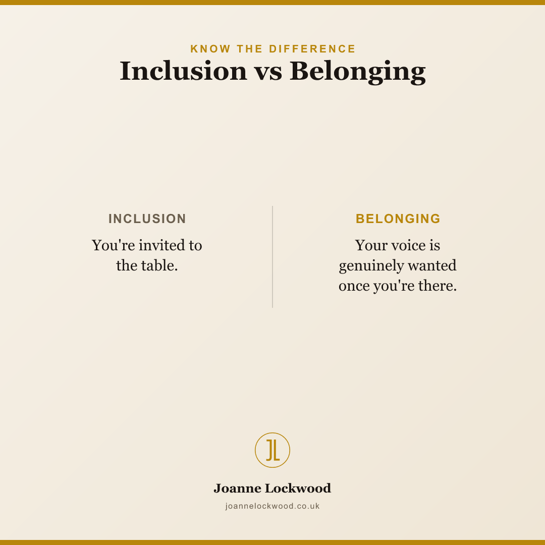 Inclusion vs Belonging: inclusion is the invite; belonging is being wanted there.