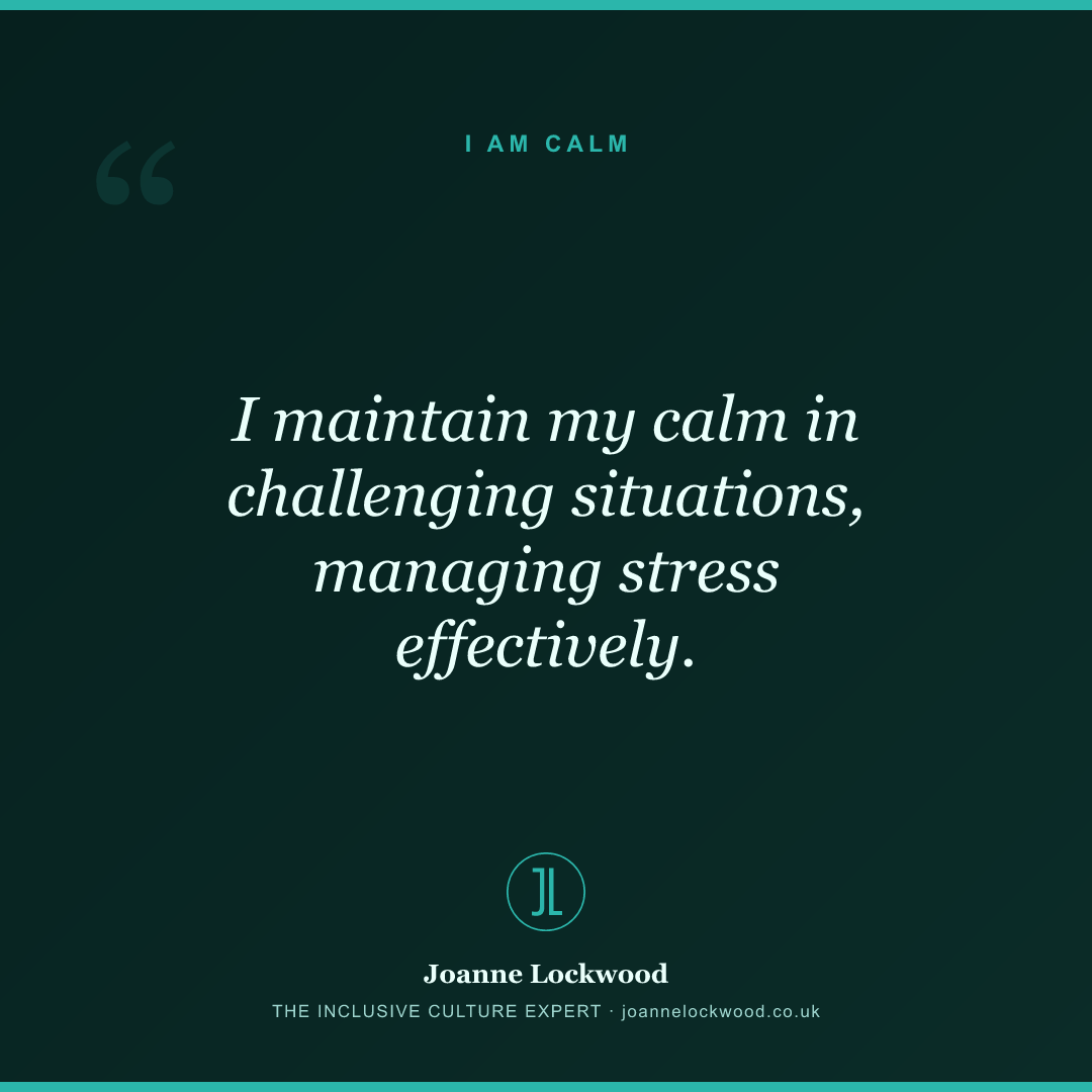 I maintain my calm in challenging situations, managing stress effectively.