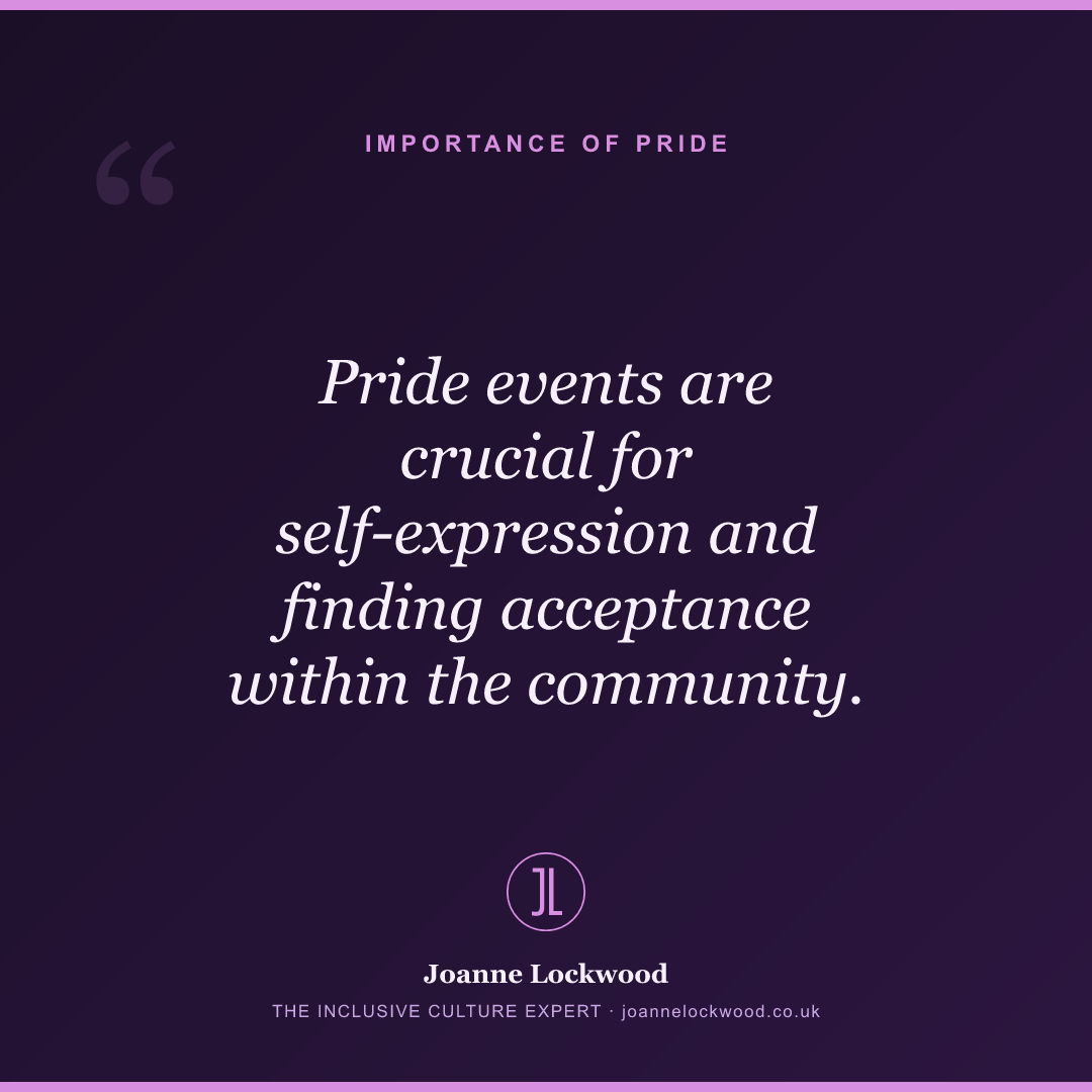Pride events are crucial for self-expression and finding acceptance within the community.